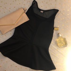 Love J Peplum Top with Sheer Middle